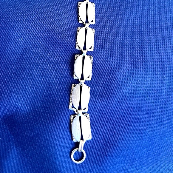 BEAU STERLING .925 Rectangular Link Bracelet Vintage Fold Over Clasp - Picture 3 of 13